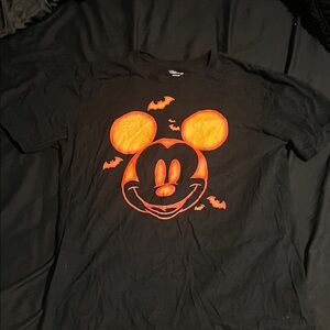 Black T-Shirt with Orange Halloween Mickey Mouse Design